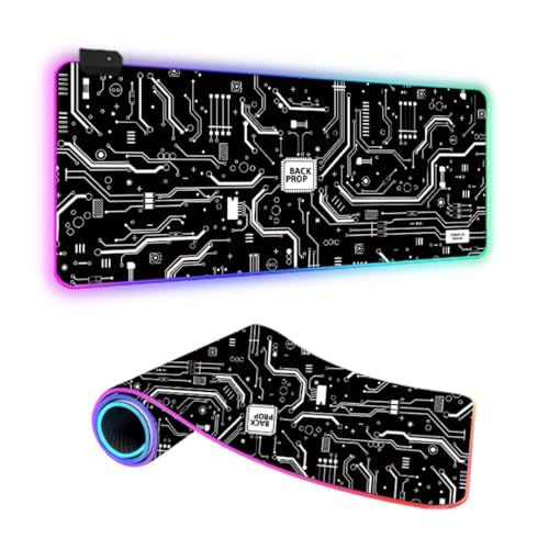 FANSU RGB Mouse Pad, 3D Extra Large Gaming Mouse Mat LED Light Up Desk Pad with Non-Slip Rubber Base Surface Computer Keyboard Mousepad (Circuit Board Black,800x300x4mm) FANSU RGB Mouse Pad, 3D Extra Large Gaming Mouse Mat LED Light Up Desk Pad with Non-Slip Rubber Base Surface Computer Keyboard Mousepad (Circuit Board Black,800x300x4mm)
