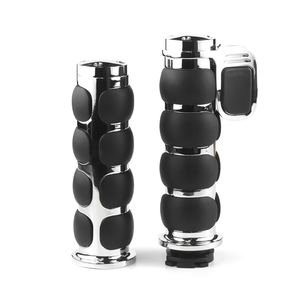 POFET Manopole comode in alluminio billet cromato da 1 "Manopole acceleratore Assistente di crociera da polso per moto Cruiser Chopper Manubrio da turismo - Nero