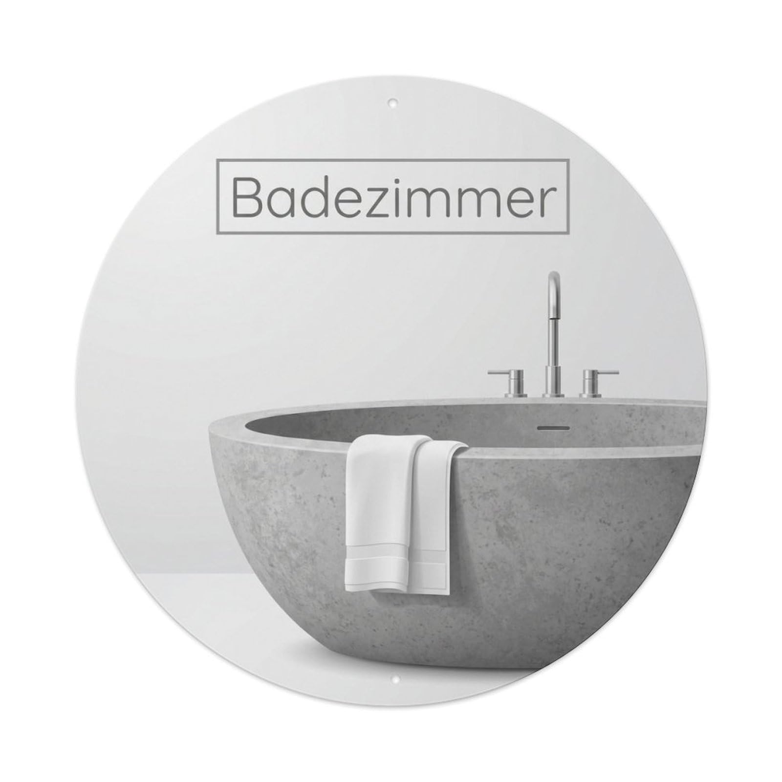 Bathroom Grey Minimalist Round Metal Tin Sign