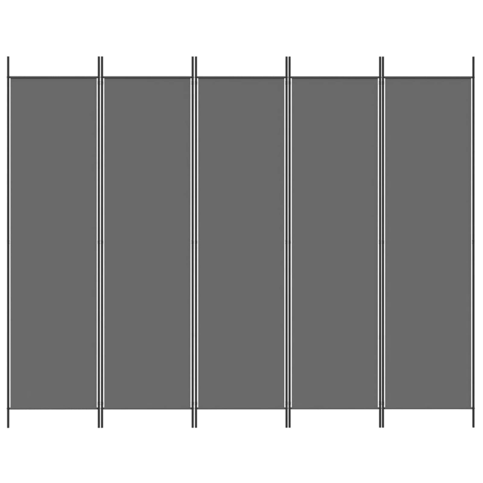 ZHOUMIN Divisorio a 5 Pannelli Antracite 250x200 cm Tessuto h,Pannelli Divisori per Interni,Divisorio per Ambienti,Paravento da Interno