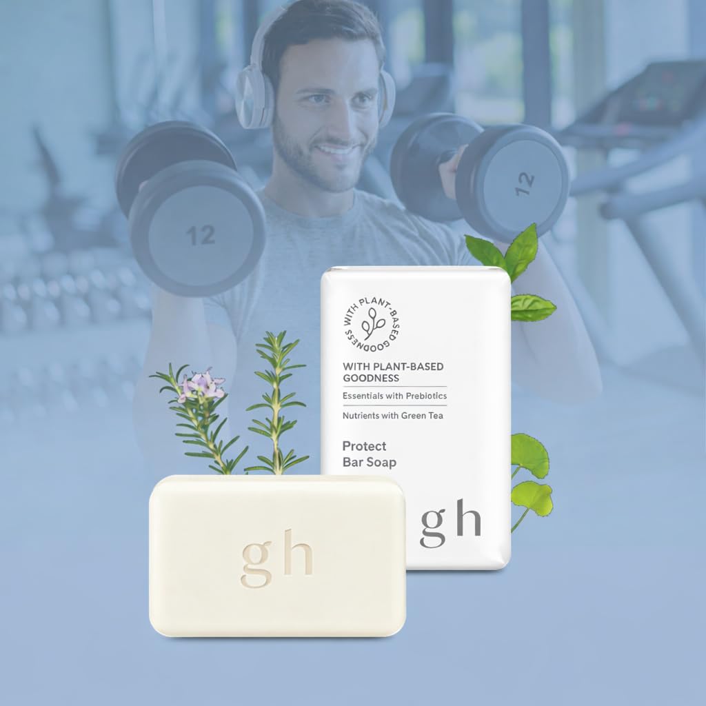 Protect Vegan Bar Soap Sulfate Free - 6 Pack (6 x 150 g / 900 g) | Deep Clean & Odor-Neutralizing Body Soap with Prebioticst, Green Tea and Rosemary, for Face, Body and Hand