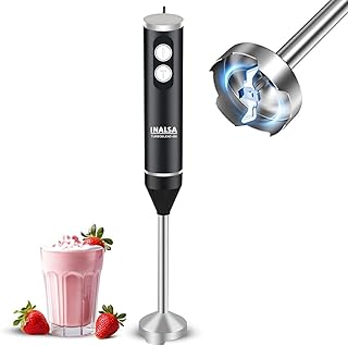 INALSA TurboBlend 450 Hand Blender | 450W Powerful Motor | 2 Speed Control | Stainless Steel Detachable Stem & Blades | Silent Operation | BPA Free | Black/Silver | 1 Year Warranty