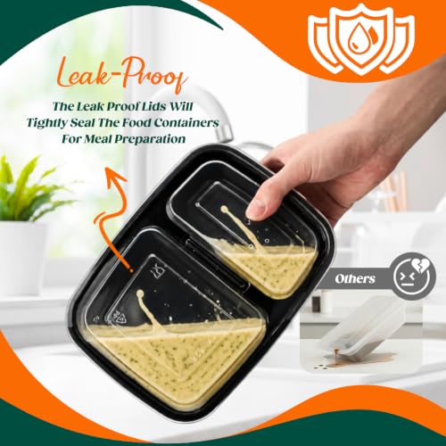 Image of Glotoch Express 400 Pack 32 oz Meal Prep Containers,2-Compartment Reusable Food Storage Containers with Lids,Microwave Freezer Dishwasher Safe,Sturdy Leakproof&BPA Free Bento Box for To Go Take Out