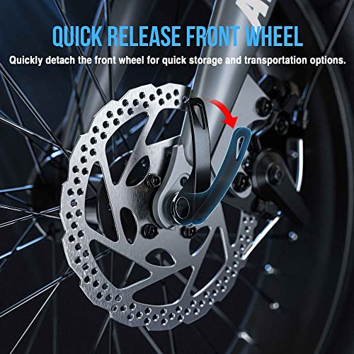 Avantrek Cybertrack 200 Electric Bike Foldable 20"X4" Fat Tire Electric Bicycle, 1.5X Faster Charge, 500W Brushless Motor 48V/10Ah Removable Battery, Shimano 7 Speed - Black #TOP3