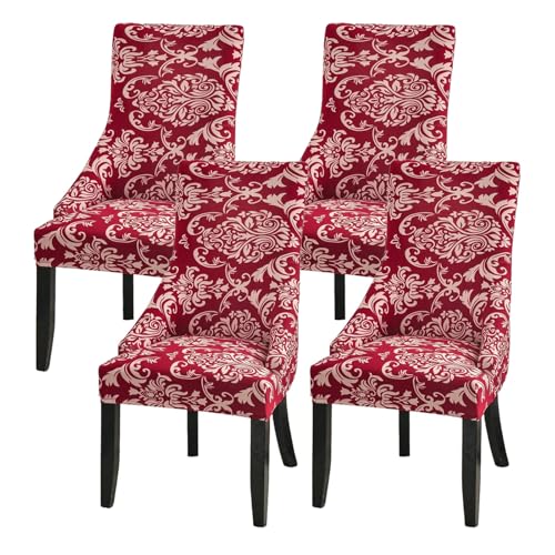 HDSDVNON Stretch-Esszimmerstuhlhussen, Set Mit 1/2/4/6 Stühlen – rutschfeste Ohrensesselhussen Aufgedruckten Mustern for Zuhause Und Gastronomie