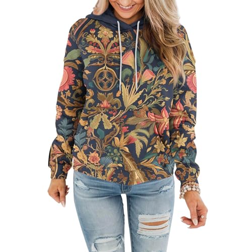 Image of Ladies Hoodies Fleece Lined Hoody Tops Autumn Winter Graphic Sweatshirts