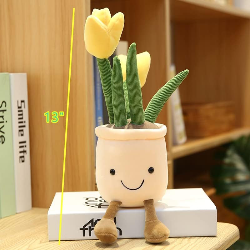 Miniatura 2 de Paquete de 2 juguetes de peluche de tulipán de 13 pulgadas, maceta suculenta de peluche, almohada de peluche para decoración de oficina y habitación