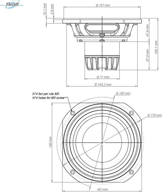 Eighteen Sound 6NTLW2000-8 6-inch Woofer 8-Ohms Mid-bass Function 320 Watts RMS 600 Peak Pro Audio Component Speaker Driver for Motorcycle Car Audio