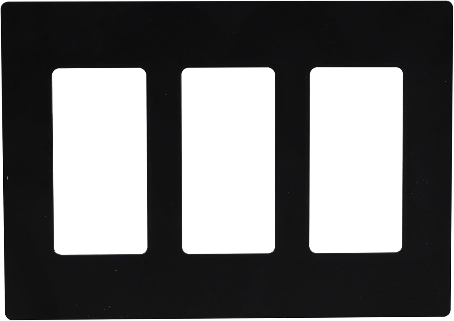 Screwless Wall Plate 3-Gang UL Listed Outlet Cover Child Safe Electrical Cover Easy Install Switch Plate Durable Heat Resistant Modern Decor Outlet Cover 1 Pack Matte Black