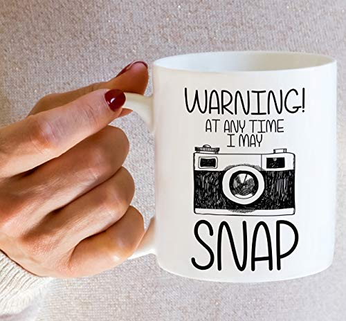 Retreez Funny Mug - Warning! At Anytime I May Snap Camera Photographer 11 Oz Ceramic Coffee Mugs - Funny, Sarcasm, Motivational, Inspirational Birthday Gifts For Friends, Coworkers, Siblings, Dad, Mom #TOP5