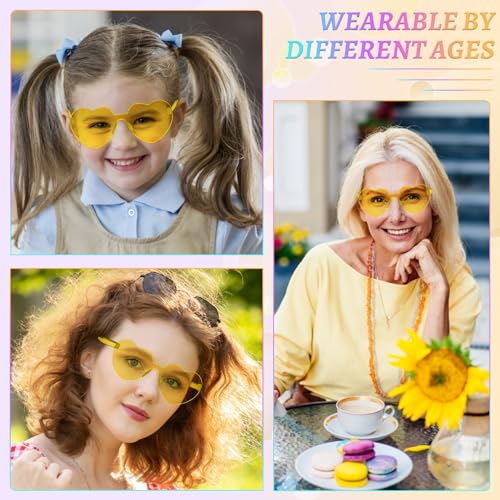 RTBOFY 8 Pack Heart Sunglasses Shaped with Transparent Candy Color for Women Party Favor4