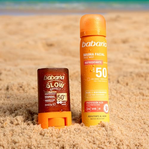 Babaria Bruma Facial SPF50+ 75 ml – Protector Solar 50 | Protector Solar Spray con Aloe Vera y Niacinamida - Resistente al Agua - Perfecto Para Llevar en el Bolso