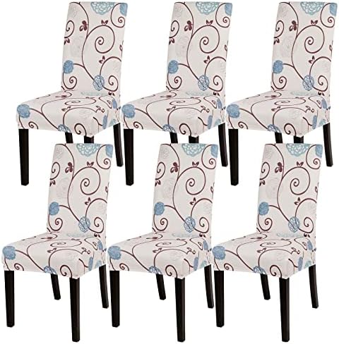 JuneJour Dining Chair Covers Set of 4 Stretch Removable Washable Kitchen Chair Slipcovers Elastic Spandex Fabric Chair Seat Protector Covers for Dining Room Living Room Hotel Ceremony
