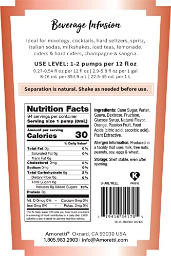 image for Amoretti - Passion-Orange-Guava Beverage Infusion, 94 Servings Per Bot