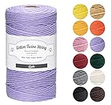 Makramee Baumwolle Garn,ilauke 3mm x 100m Kordel,Baumwollkordel 4-lagig Baumwollgarn Baumwollschnur Makramee Super für Anfänger,Gartenarbeit,Kochen,Basteln und Mehr DIY Dekoration,Violett