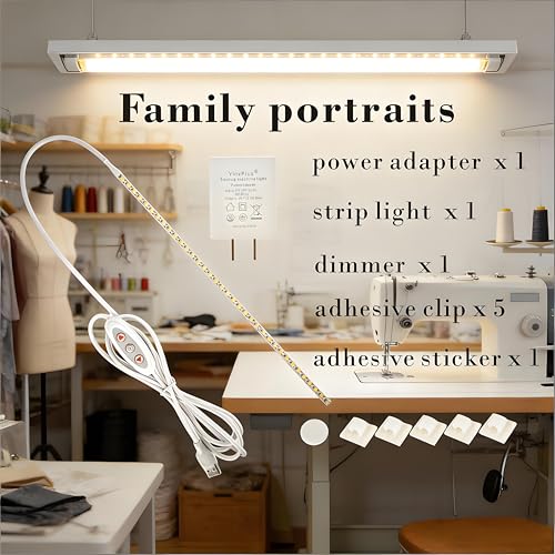 Image of YinzPlus Sewing Machine LED Light Strip Stick on, Dimmable, Ra 90 high Brightness, Strong Adhesion, Fast Installation, Eye Protection, Energy Saving, 11.77 Inch,Cold White