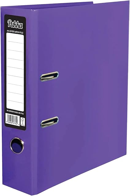 ED Pukka A4 Glossy 2-Ring Lever Arch Files School Work Office 75mm Spine File Organiser (Purple)