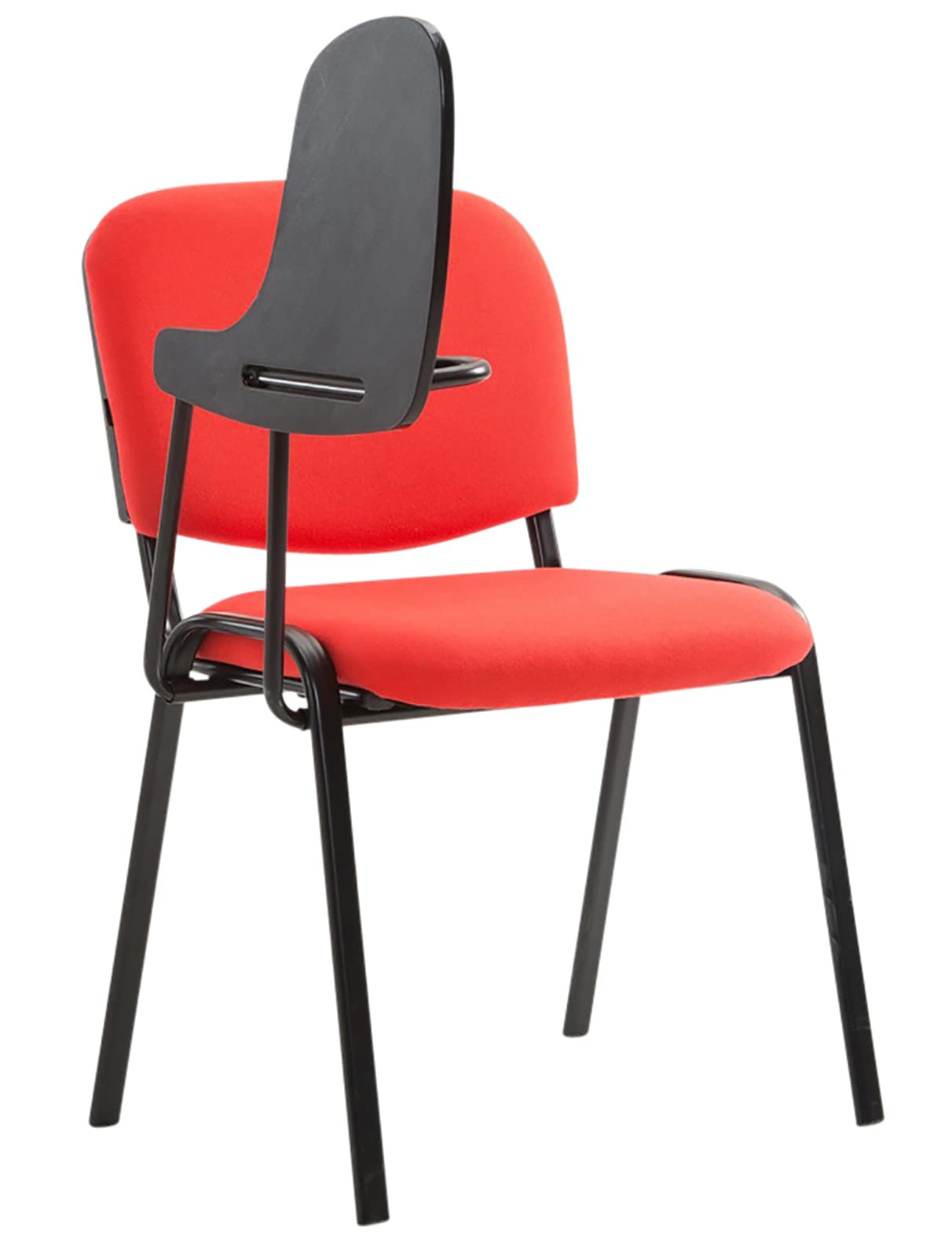 Lot de 4 Chaises Visiteur Ken Tissu Tablette Rabattable Salle de Conférence Rouge