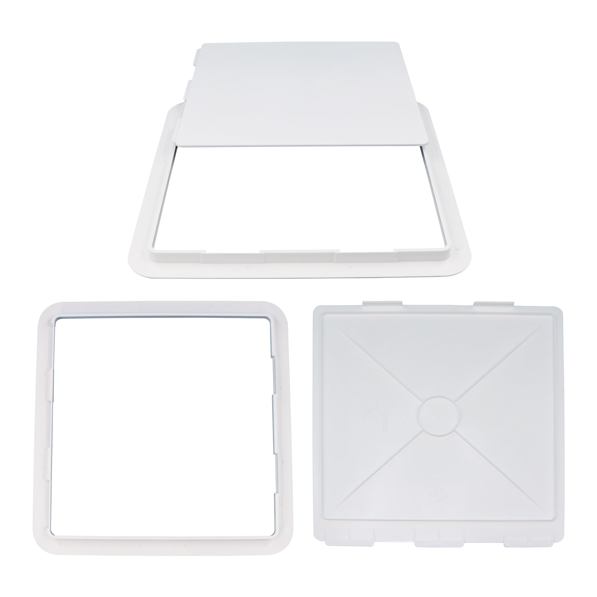 White Access Panel Inspection Hatch 343 x 300mm Gas Safe Polystyrene Door for Plumbing, Gas Flues, Valves, Wiring Push Latch Removable Panel, Paintable Surface for Walls & Ceilings