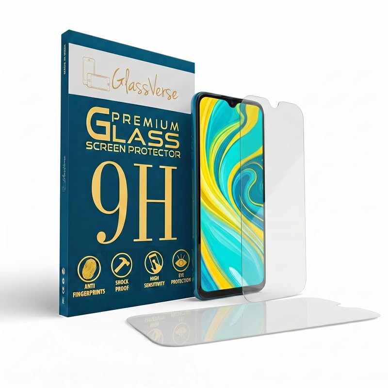Image of GlassVerse PureView Tempered Glass for Redmi 9A | Crystal Clear, 9H Hardness Screen Protector, Edge to Edge, Case Friendly, Hassle-less Installation Kit Included. (Pack of 2)