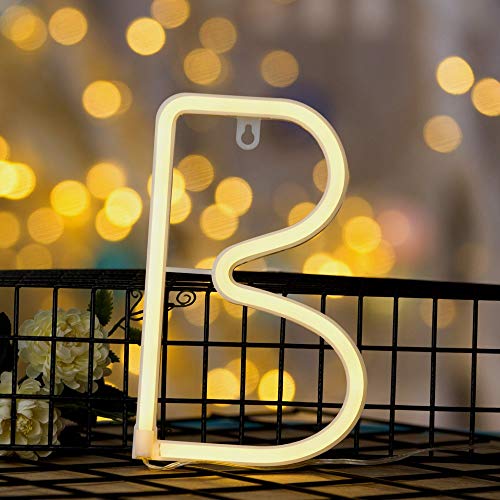 Image of LED Letter Neon Lights Neon Alphabet Sign Night Lights Neon Art Decorative Lights Best Wall Decor Light up Words for Home Bar Club Decoration Wedding Birthday Party Christmas Baby Room Living Room(B)
