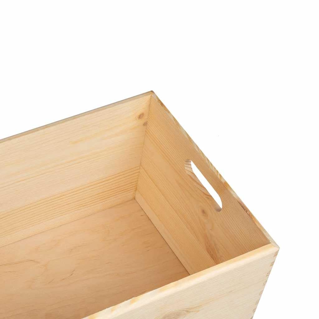 Cassetta in legno con manici, in legno di pino massiccio, 40 x 30 x 23 cm, 22 litri, organizer per cucina, bagno, ufficio, impilabile