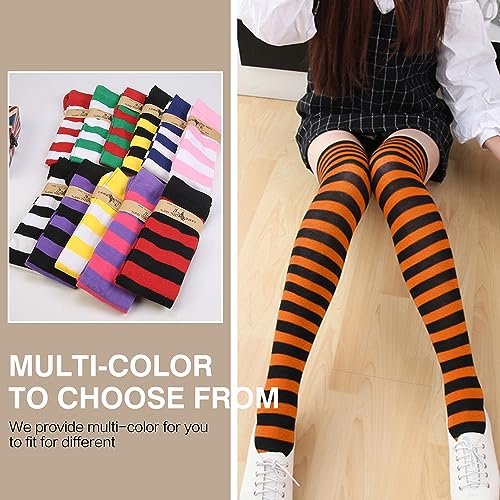 Image of Raylarnia Women's Extra Long Opaque Striped Over Knee High Stockings Socks