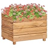 IKAYAA Hochbeet für Garten Hochbeet Holz Palettenrahmen 50x40x38 cm Pflanzkasten Blumenkübel Blumentopf Blumenkasten Pflanzkübel Pflanzgefäß Holz Massivholz Teak und Stahl
