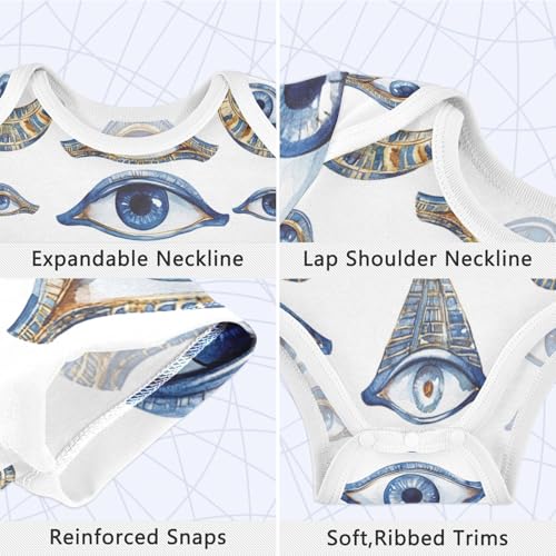Pigsaly Magic Evil Eyes Unisex Baby Bodysuits Blue Magical Eyes Newborn Short Sleeve Summer Jumpsuit Boy Girl 6M3