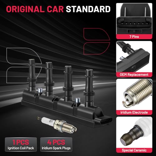 Image of BDFHYK Ignition Coil Pack UF669 and Iridium Spark Plug XP3922 Compatible with Chevy Cruze 2011-2015 Chevrolet Trax Buick Encore 2013-2021 Chevy Sonic 2012-2020 Chevy Oem Coil Pack 1.4L l4 Set of 5