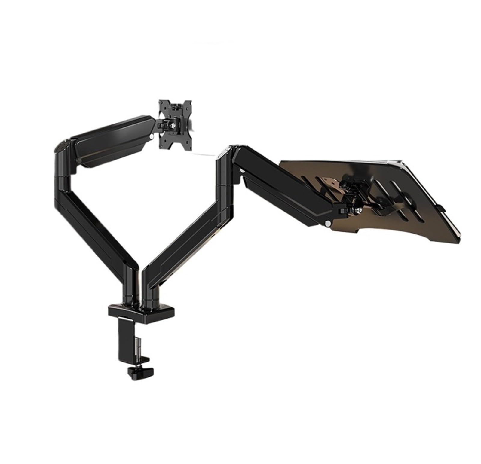 MOUKWLEK Monitor robotic arm stand for drill-free dual screens(Onescreen onesupport black)
