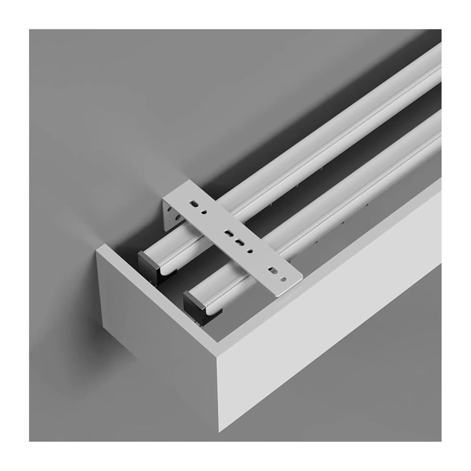 Curtain Track Double Tracks, Double Curtain Rail, Aluminum Pelmet Box, Wall/Ceiling Mount, Smooth Rollers, Multi Sizes(Wall Mount,1.5m(4.9ft))