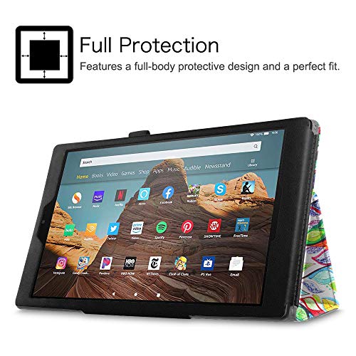 Fintie Folio Case For Amazon Fire Hd 10 Tablet (Compatible With 7Th And 9Th Generations, 2017 And 2019 Releases) - Premium Pu Leather Slim Fit Stand Cover With Auto Wake/Sleep, Love Tree #TOP6