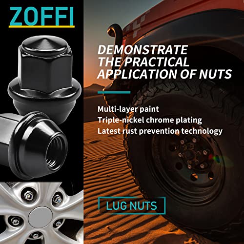 ZOFFI M12 x 1,5 Schwarz OEM Factory Style Große Eichel Sitz Lug Muttern für die meisten Ford Fiesta Focus Fusion Fabrik Räder – 20 Stück Chrom geschlossenes Ende M12 x 1,5 Lug Nuts