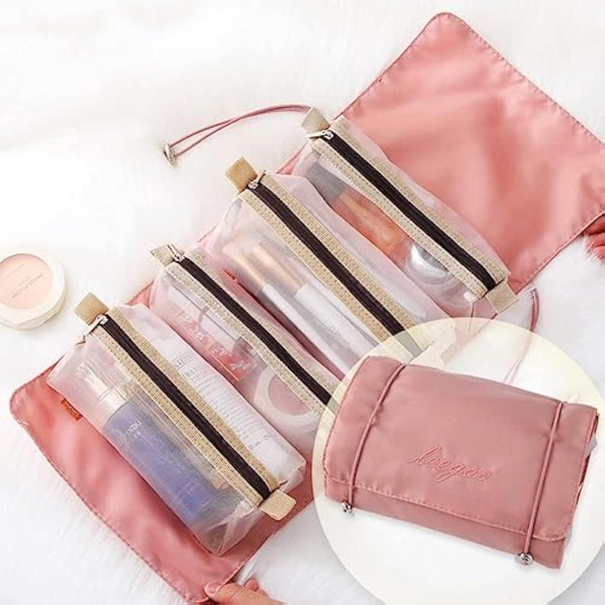 Nylon 4 in 1 Travel Toiletry Makeup Cosmetic Organizer Pouch