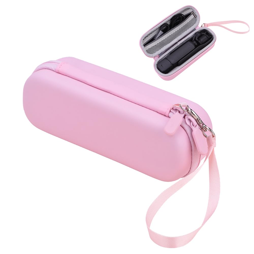CAPART Portable Carrying Case for DJI OSMO Pocket 3 and 1/4" Thread Handle, Carrying Bag Hard Shell Storage Case Protective Case for Travel (Pink)