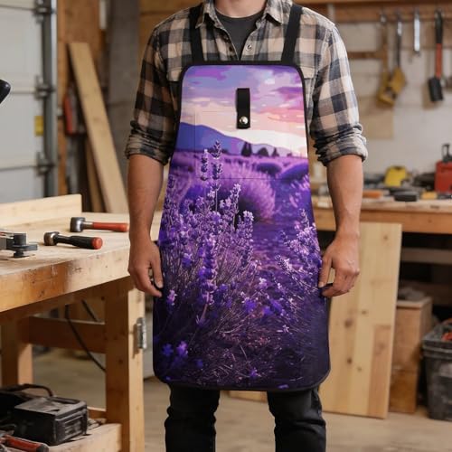 Delantal morado lavanda con múltiples bolsillos ajustable miniatura 5