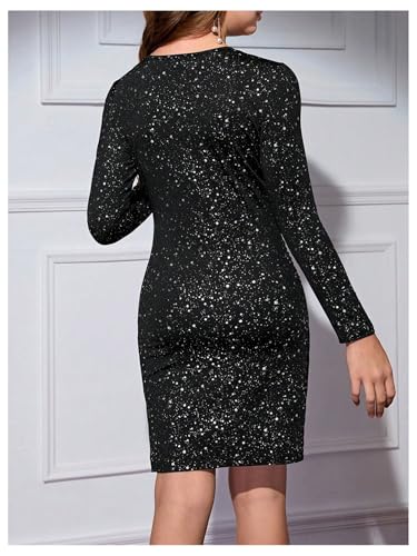 SOLY HUX Girl's Glitter Party Birthday Dress Long Sleeve Cutout Bodycon Short Dresses2