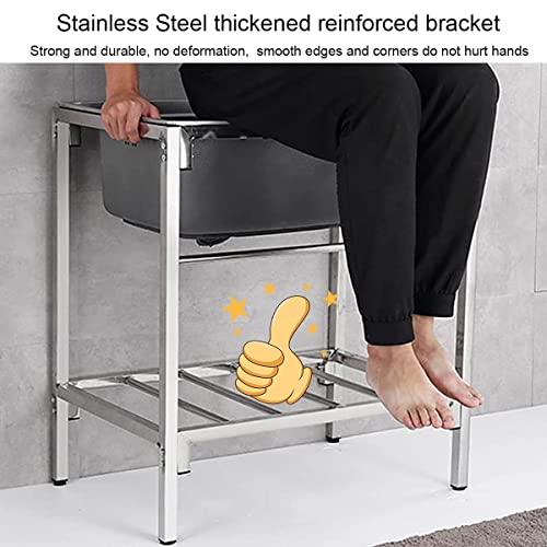 Utility 1 Compartment Laundry Sink Stainless Steel Single Bowl Kitchen Sink With Hot And Cold Faucet, Free Standing Washing Hand Basin For Backyard Garage Rv, Silver, 6.3 Inch Deep #TOP7