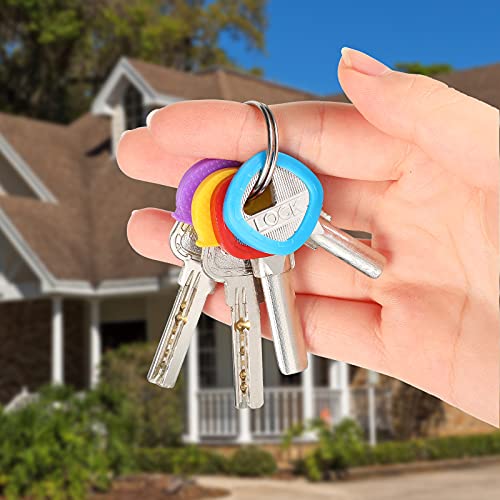 16 Stücke Schlüssel Kappen Abdeckungen Etiketten Set Silikon Schlüssel Identifizieren Assortierte Farben Schlüssel Kappe Wasserdichte Schlüssel Kappe Abdeckungen Ringe, 8 Farben