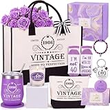 Patelai 40th Birthday Gifts for Women - Vintage 1986 Tumbler Cup Birthday Tote Bag Cosmetic Bag Socks Bracelet Keychain Gifts Box Set for Mom Wife Grandma Sister Friends Aunt Gift Idea