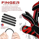 WESTWOOD FOX Rękawice bramkarskie Fingersave, rękawice bramkarskie do piłki nożnej dla dzieci, młodzieży, dorosłych, dłoń z DumboLatex 4+3 mm nadgarstek (CZARNO-CZERWONE, rozmiar 6, odpowiednie dla