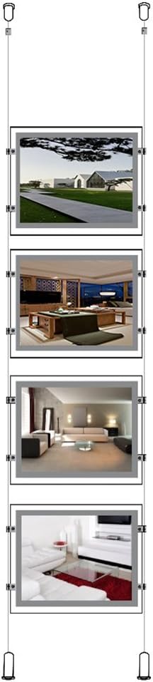 A4 Double Side Real Estate Window Hanging Led Sign Holder Display Light Box (4pcs hanging in one column) (Landscape)