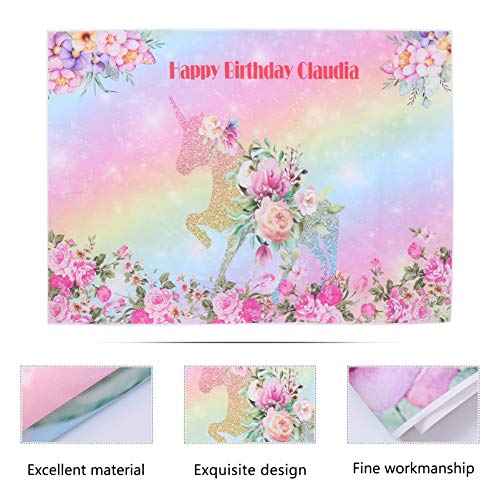 KESYOO 1 PeÃ§a de Pano de Fundo de AniversÃ¡rio de CrianÃ§as de UnicÃ³rnio (210X150cm)