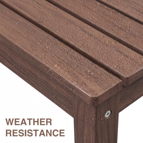 Image of Psilvam 47 inch HDPE Outdoor Bench for 2-Person, 700 LBS Capacity, Teak Brown