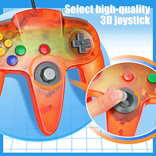 Image of USB N64 Controller, 2 Pack Wired USB Game Controller Gamepad for Windows PC MAC Raspberry Pi (Clear Blue + Clear Red)