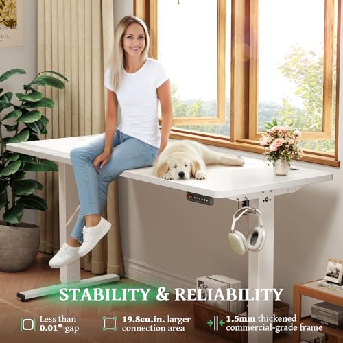 SIAGO Electric Standing Desk Adjustable - 48 x 24 Inch Sit Stand up Desk with Cable Management - 3 Memory Preset Adjustable Height Table