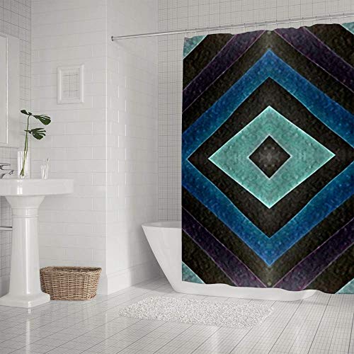 Rideau de douche avec crochets rideau baignoire polyester bleu lavable 180x180 - 3