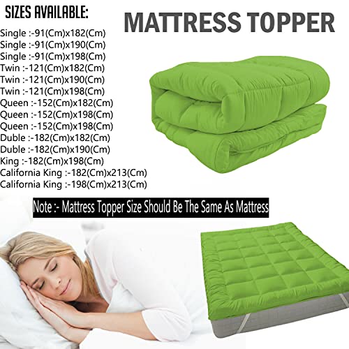 Image of 1200GSM Hollow Fibre Mattress Padding /Topper Mint Green for Single Bed-36 Inch X 72 Inch