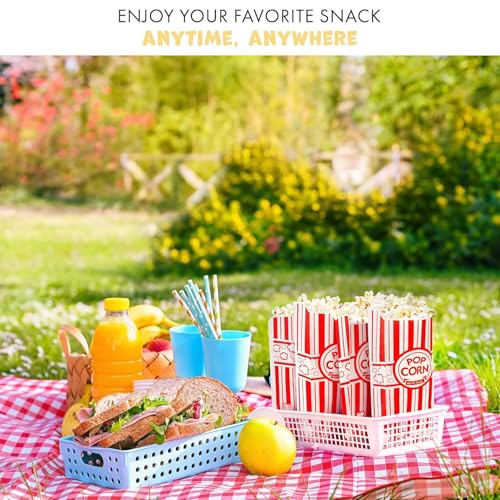 Image of Alitte Paper Popcorn Bags (100-Pack) 1 oz Individual Servings - Leakproof Bottom, Holds 4 Cups of Popcorn - Classic Red and White Stripes, for Movie Night, Carnival, Party, Theater, and Snack Bars